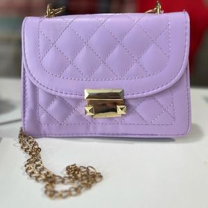 Lavender Quilted Crossbody Bag with Gold Chain